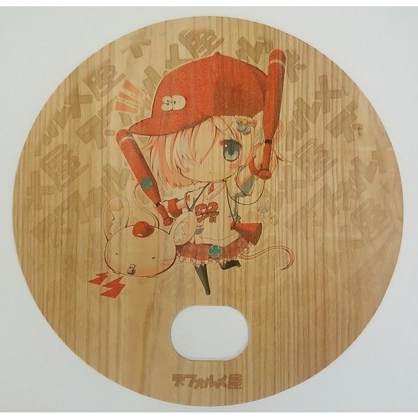 木製うちわ　デフォたん（ユニフォーム赤）