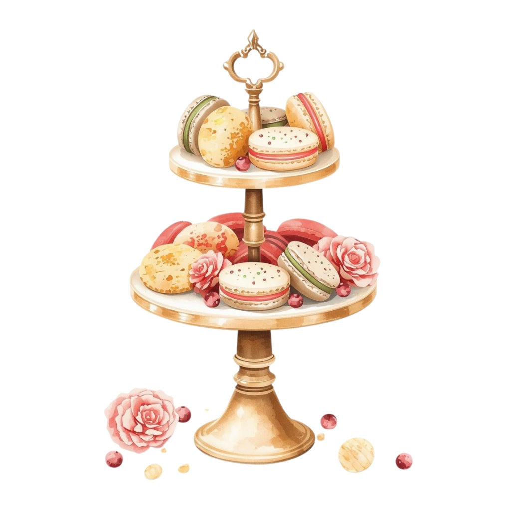 アンティークカフェの水彩クリップアート素材集(PNG10点セット)