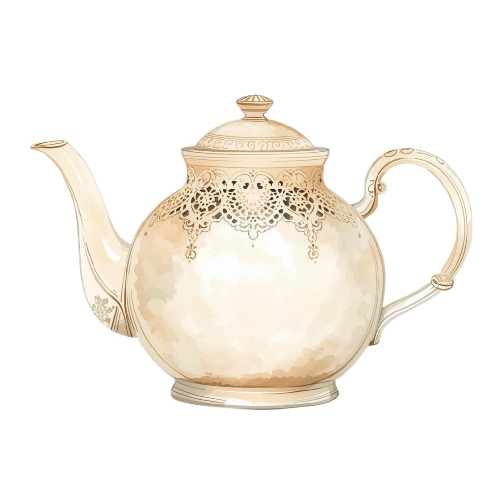 アンティークカフェの水彩クリップアート素材集(PNG10点セット)