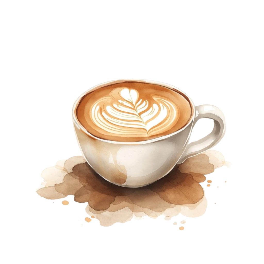 アンティークカフェの水彩クリップアート素材集(PNG10点セット)