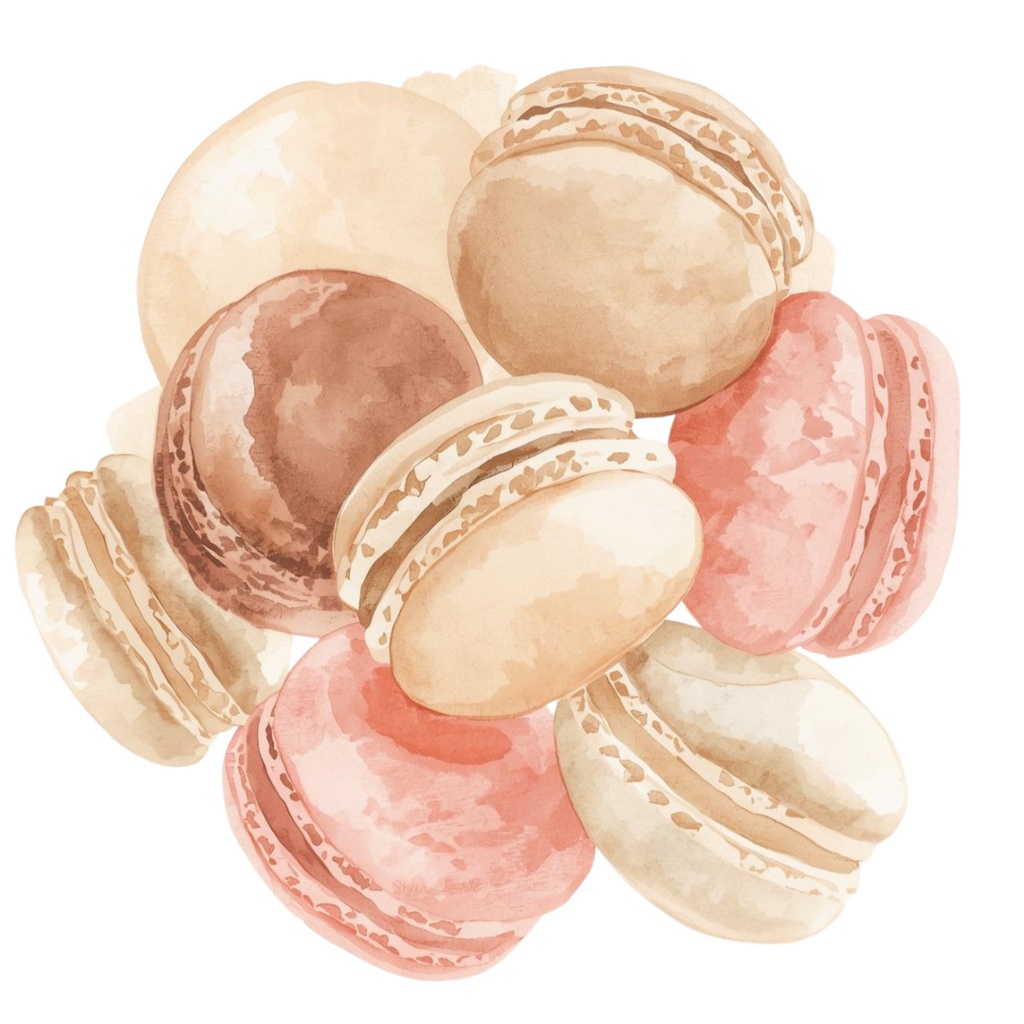 アンティークカフェの水彩クリップアート素材集(PNG10点セット)