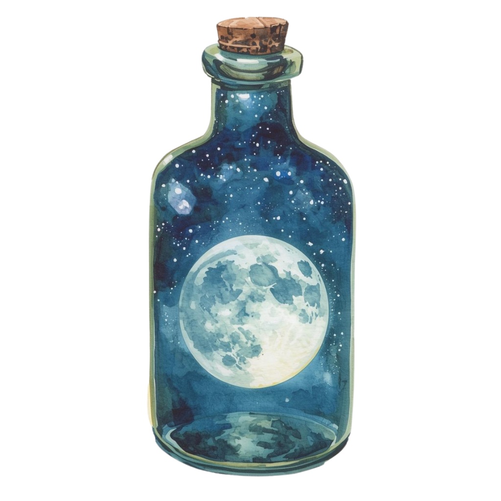 青×紺のアンティーク星空クリップアートセット10点(PNG)