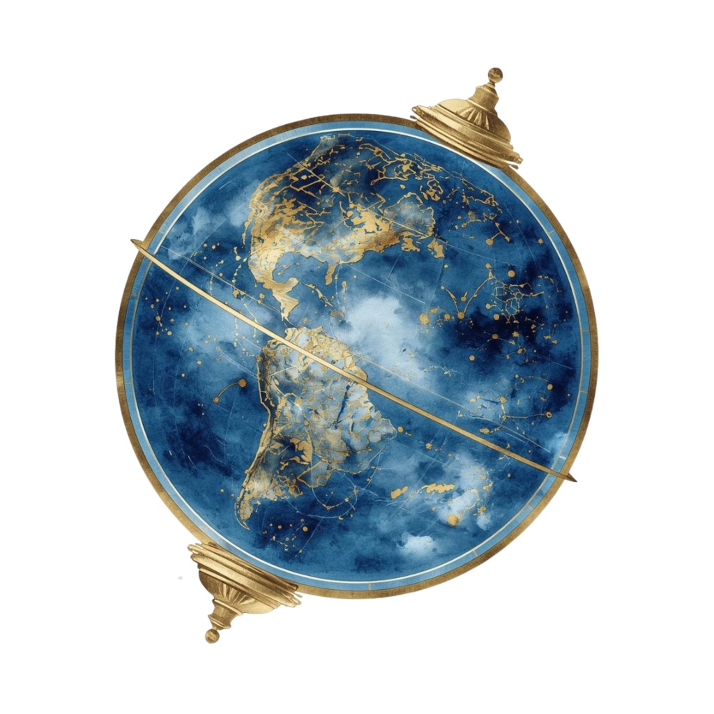 青×紺のアンティーク星空クリップアートセット10点(PNG)