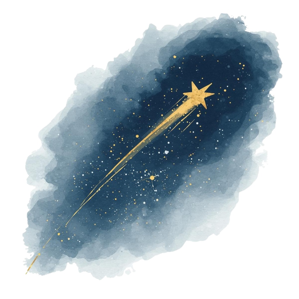 青×紺のアンティーク星空クリップアートセット10点(PNG)