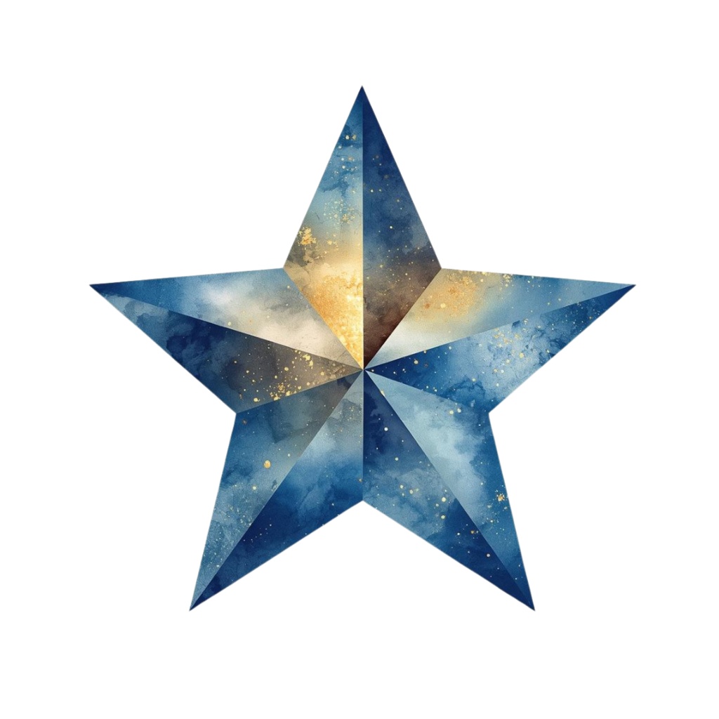 青×紺のアンティーク星空クリップアートセット10点(PNG)