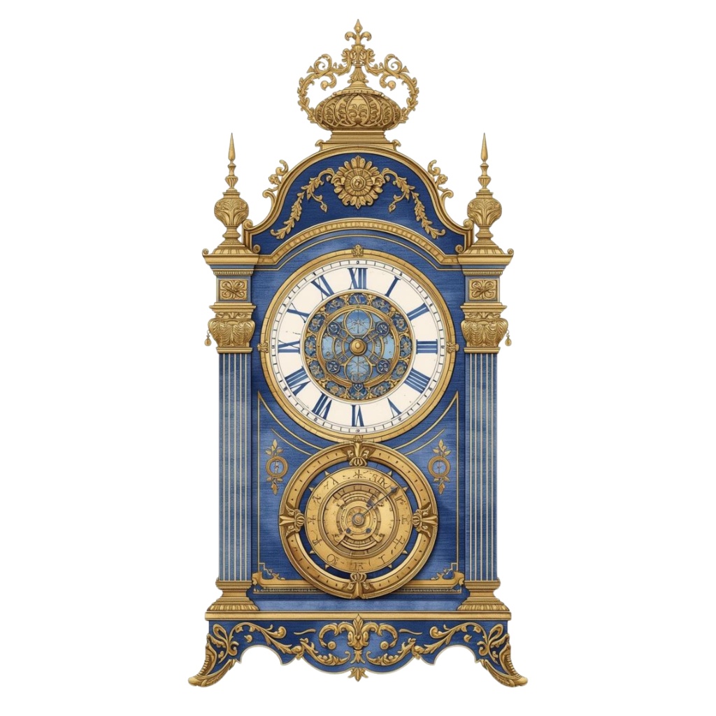 青×紺のアンティーク星空クリップアートセット10点(PNG)