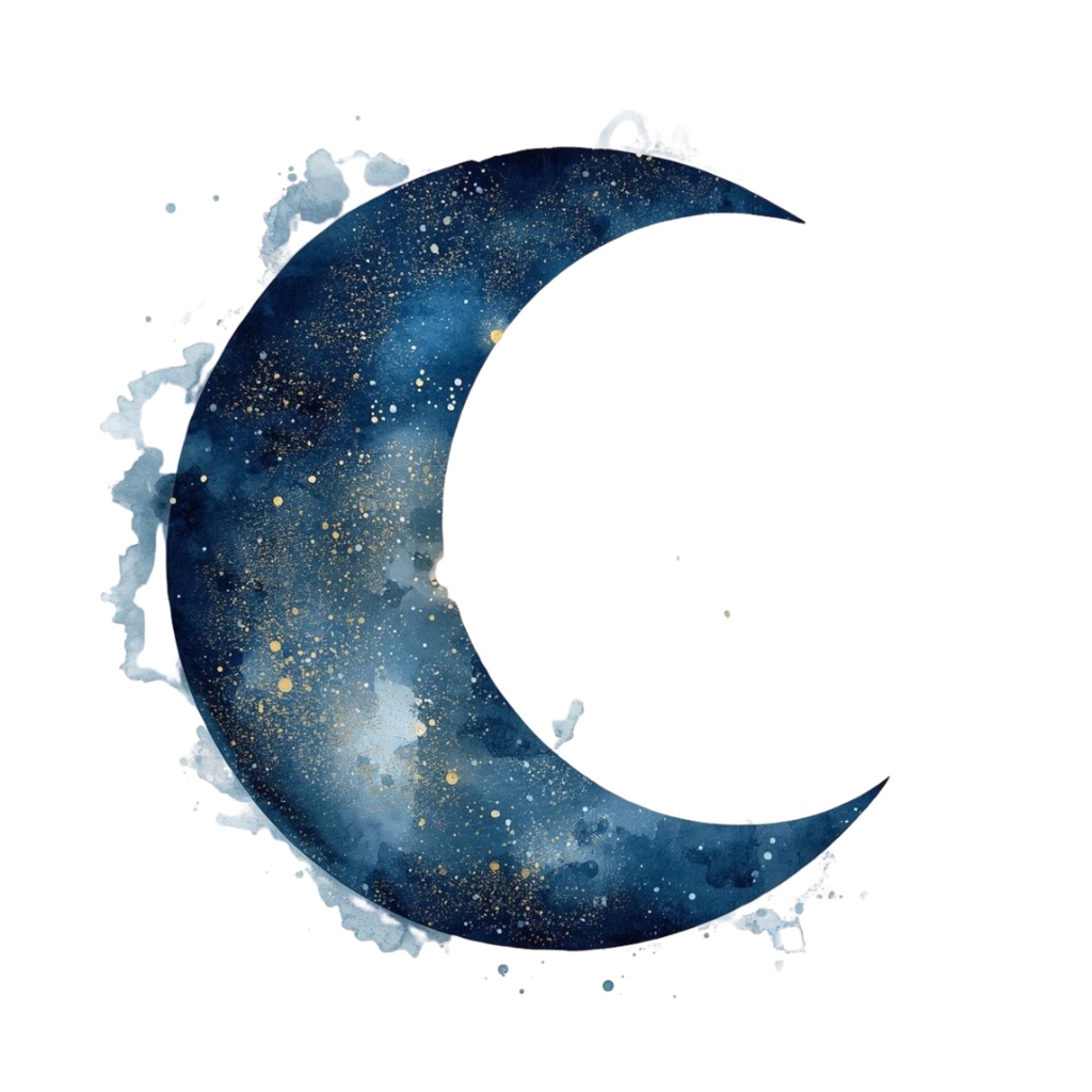 青×紺のアンティーク星空クリップアートセット10点(PNG)