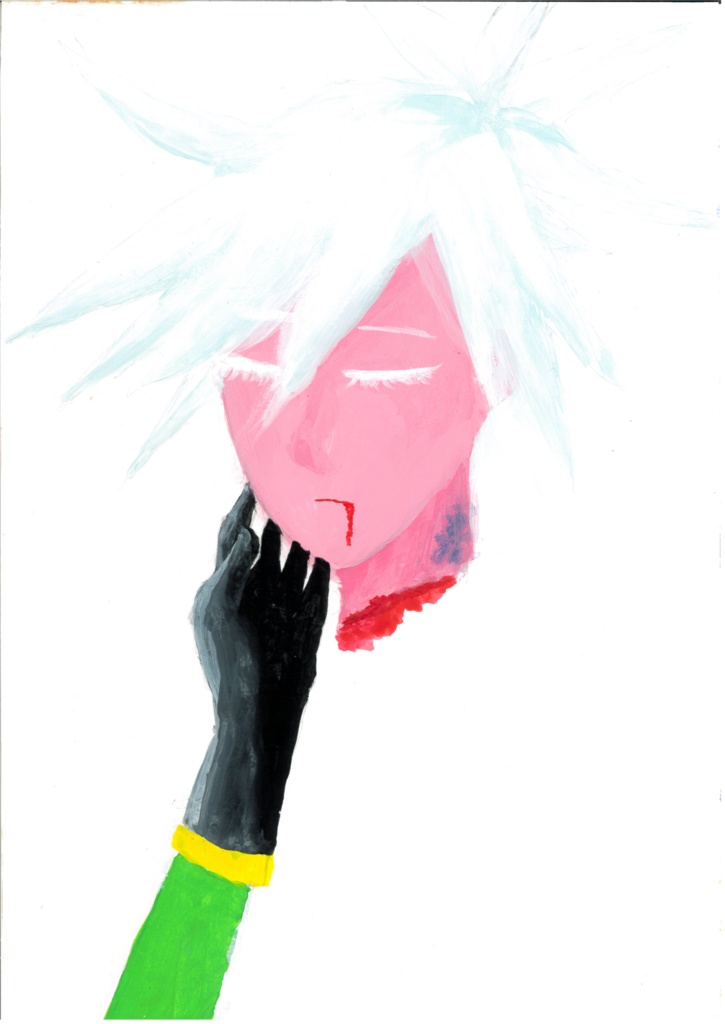 生首にこむ【アクリル画】