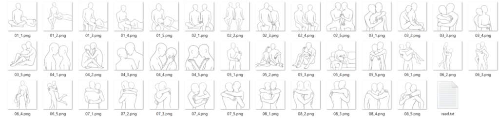 【商用利用可】推しカプ等身トレス素材集【ハグ・抱き上げ・見つめ合いなど40ポーズ】