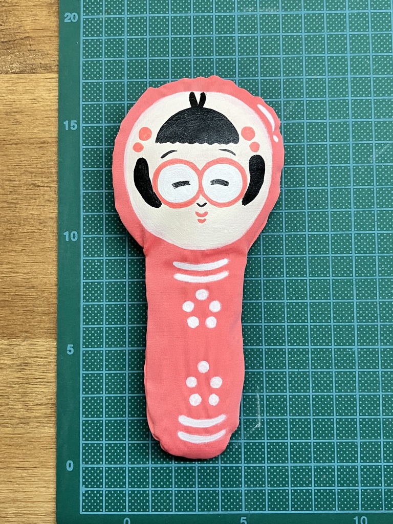 【手作り】　めんたいこけしにぎにぎぬいぐるみ１