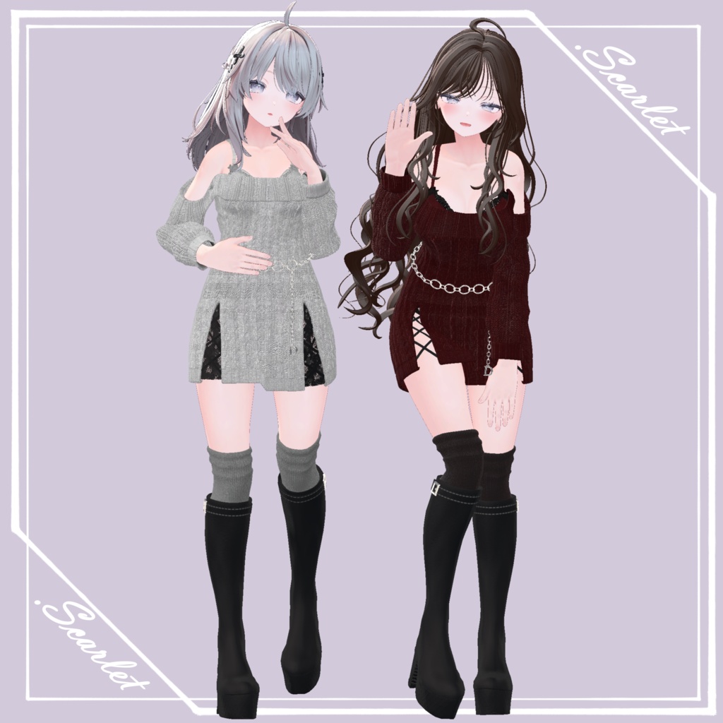 【7Avatar対応】OffShoulder_LaceOnepiece【VRC想定】