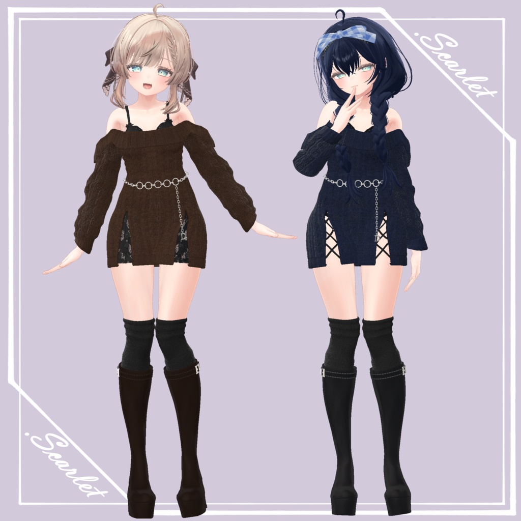 【7Avatar対応】OffShoulder_LaceOnepiece【VRC想定】