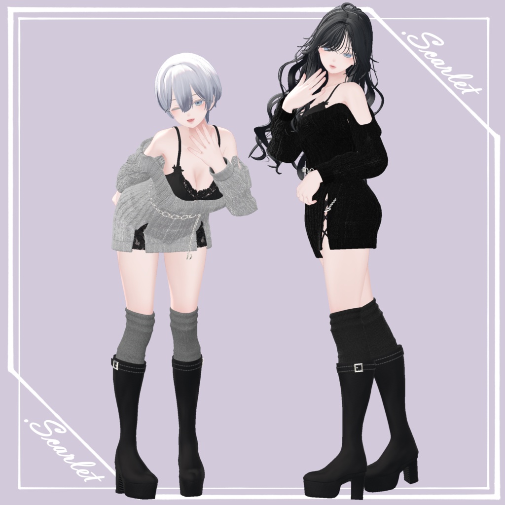 【7Avatar対応】OffShoulder_LaceOnepiece【VRC想定】