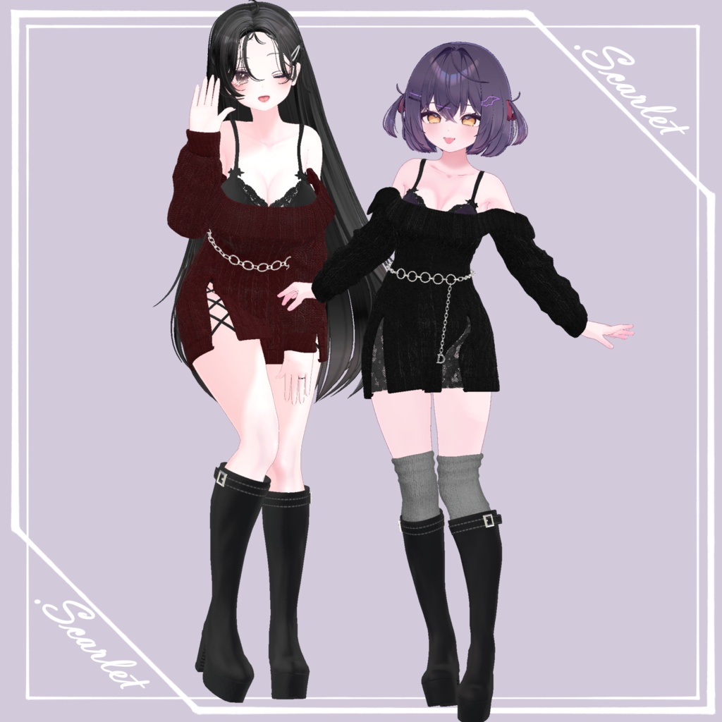 【7Avatar対応】OffShoulder_LaceOnepiece【VRC想定】