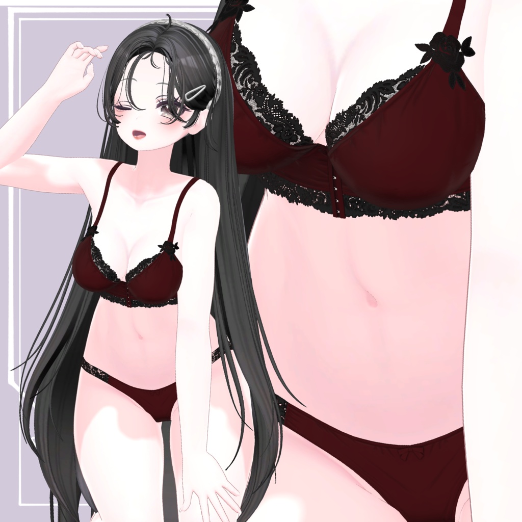 【7Avatar対応】OffShoulder_LaceOnepiece【VRC想定】