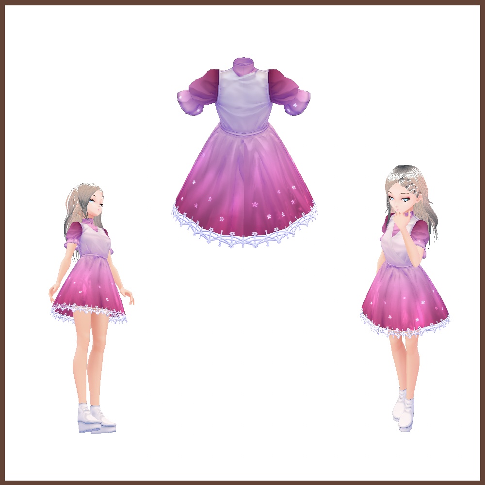 【女性VRoid用】ワンピース花柄テクスチャ 【衣装・服・テクスチャ】