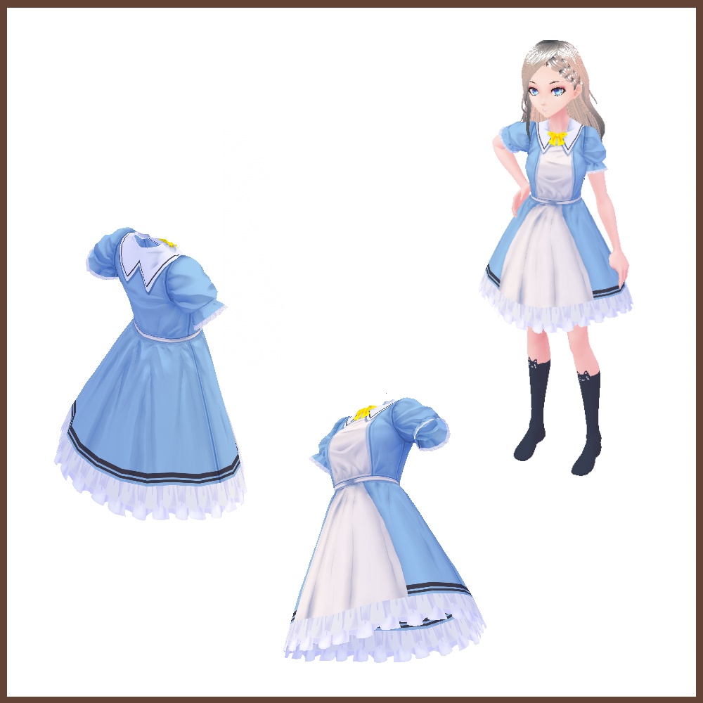 【女性VRoid用】ワンピース涼やか夏風テクスチャ 【衣装・服・テクスチャ】