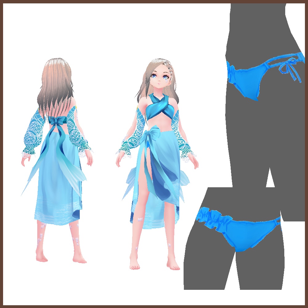 【女性VRoid用】人魚風ドレス 【衣装・服・テクスチャ】