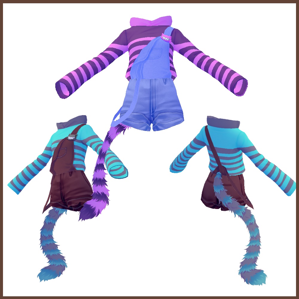 【女性VRoid用】チェシャ風パンツスタイル 【衣装・服・テクスチャ】