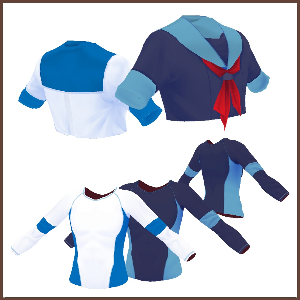 【男性VRoid用】マリンコーデ【衣装・服・テクスチャ】