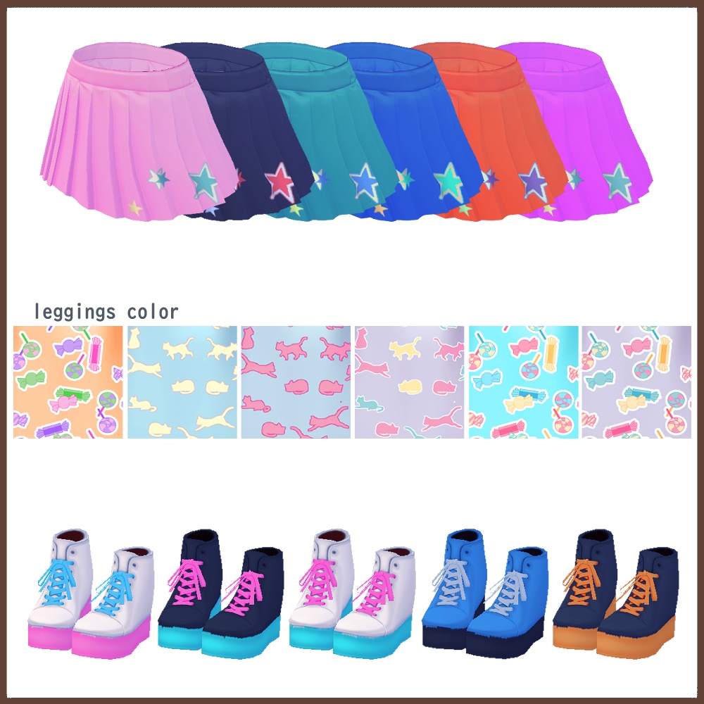 【女性VRoid用】ワンショルダーミニスカコーデ【衣装・服・テクスチャ】