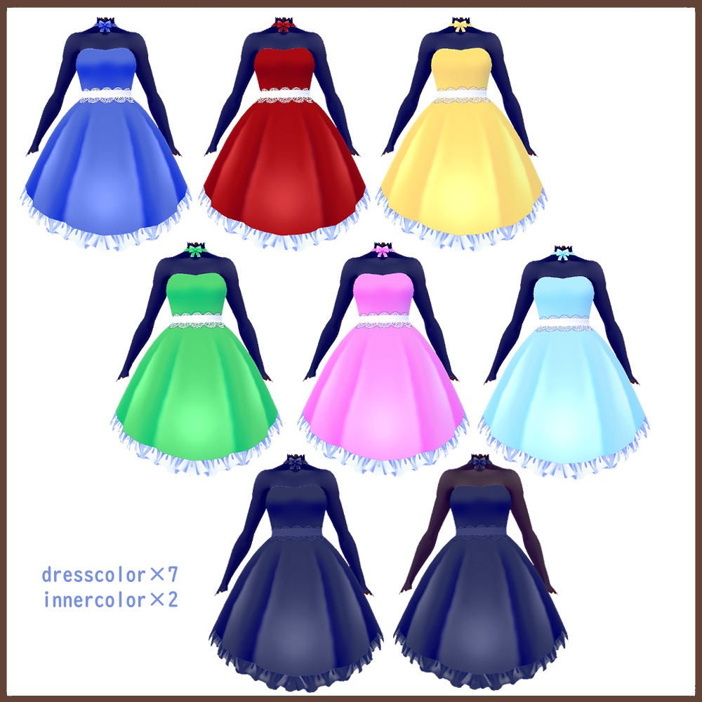 【女性VRoid用】カジュアルドレス【衣装・服・テクスチャ】