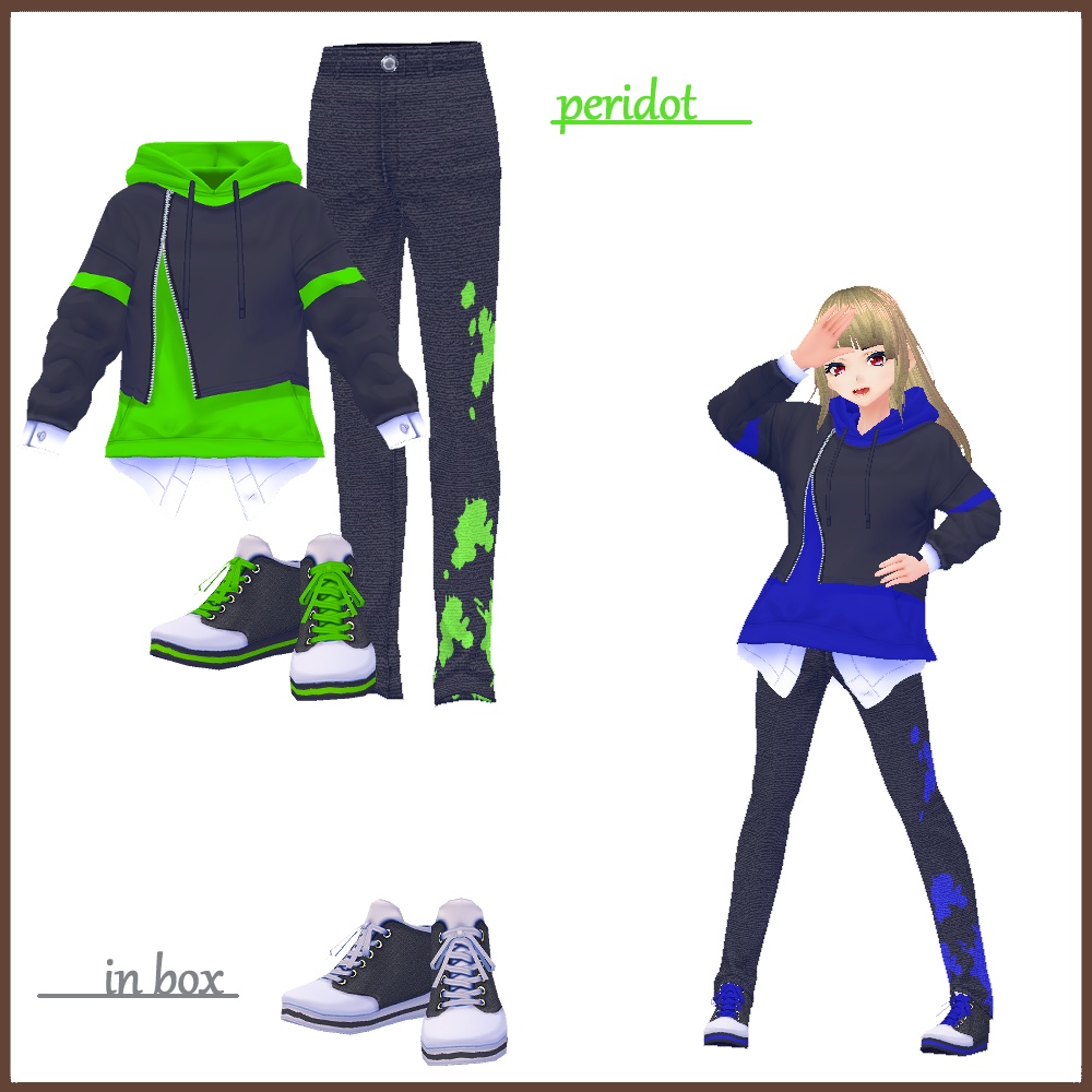 【VRoid用】ストリートコーデ【衣装・服・テクスチャ】