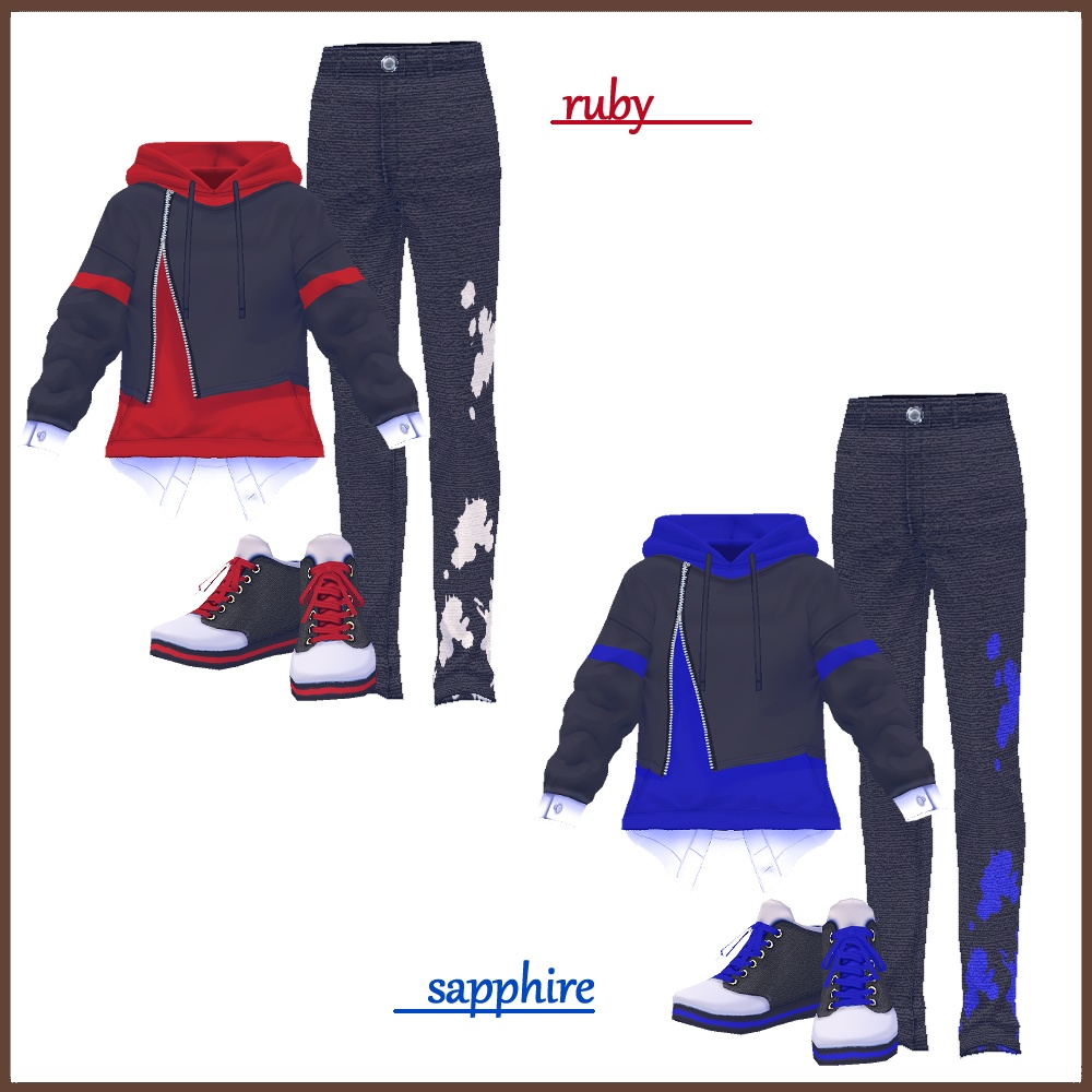 【VRoid用】ストリートコーデ【衣装・服・テクスチャ】