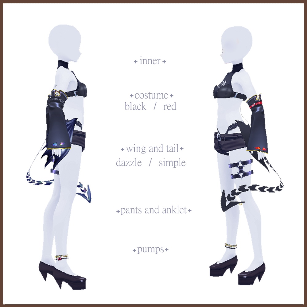 【女性VRoid用】デビル風コーデ【衣装・服・テクスチャ】