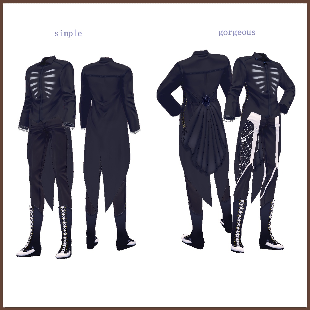 【VRoid用】スケルトンモチーフコーデ【衣装・服・テクスチャ】