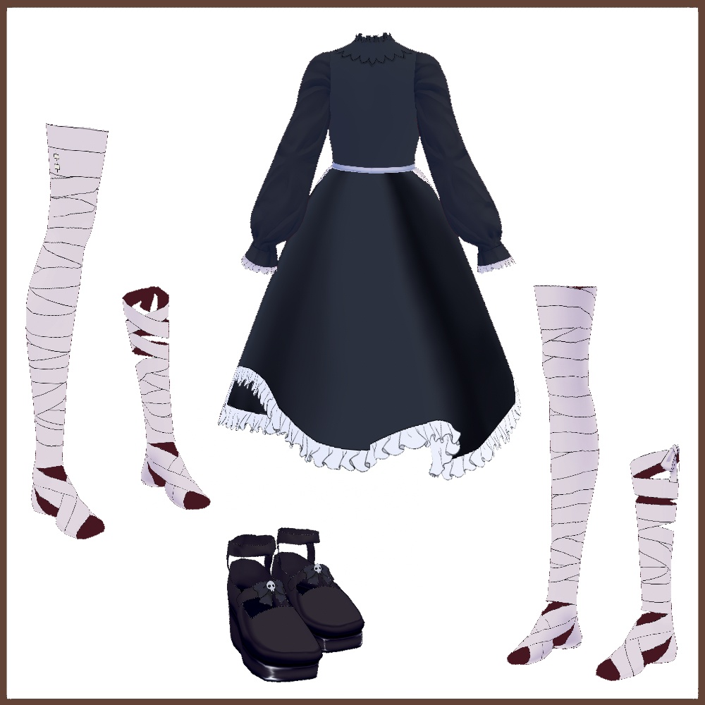 【VRoid用】ハロウィン風メイド【衣装・服・テクスチャ】