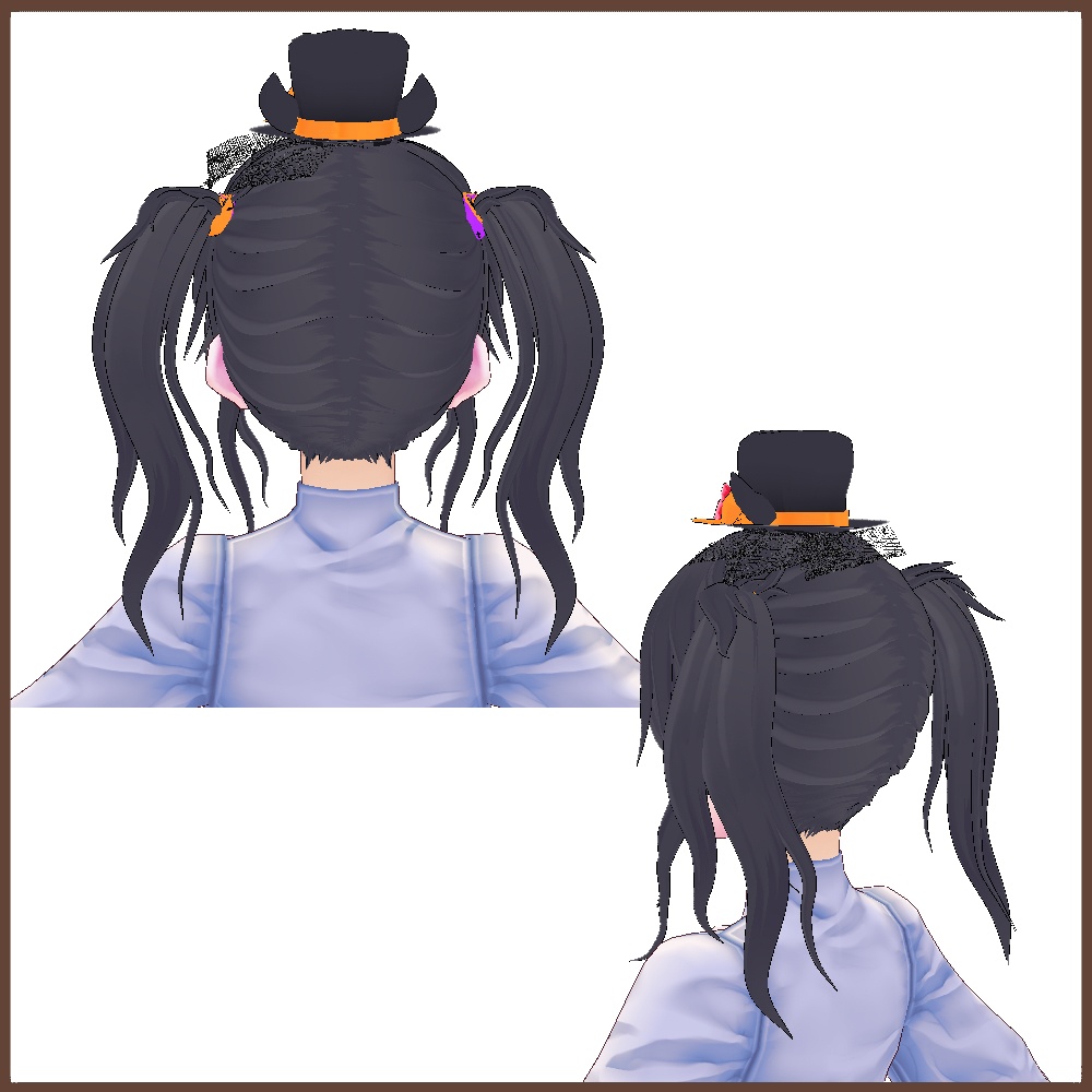 【VRoid用】ミニハット+ツインテ【ヘアプリセット・帽子】