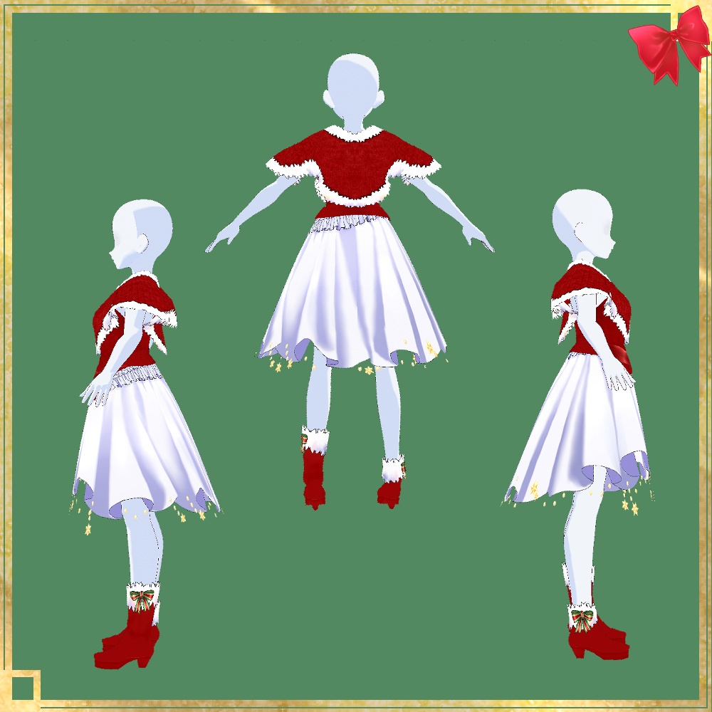 【正式版VRoid用】クリスマスドレス【衣装・服・テクスチャ】