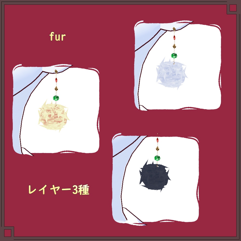 【正式版VRoid用】ふわふわイヤリング【ヘアプリセット・横髪・アクセサリー】