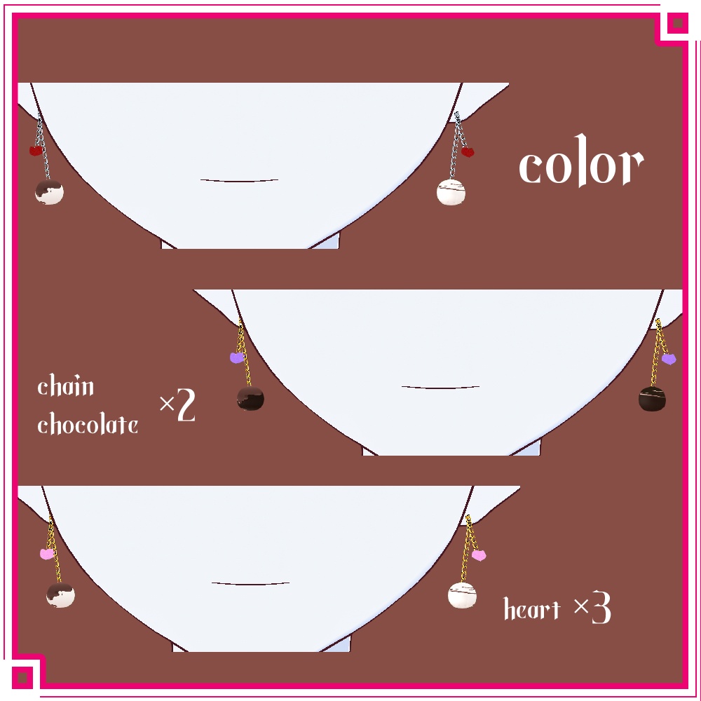 【正式版VRoid用】チョコレートモチーフ イヤリング【ヘアプリセット・横髪・アクセサリー】