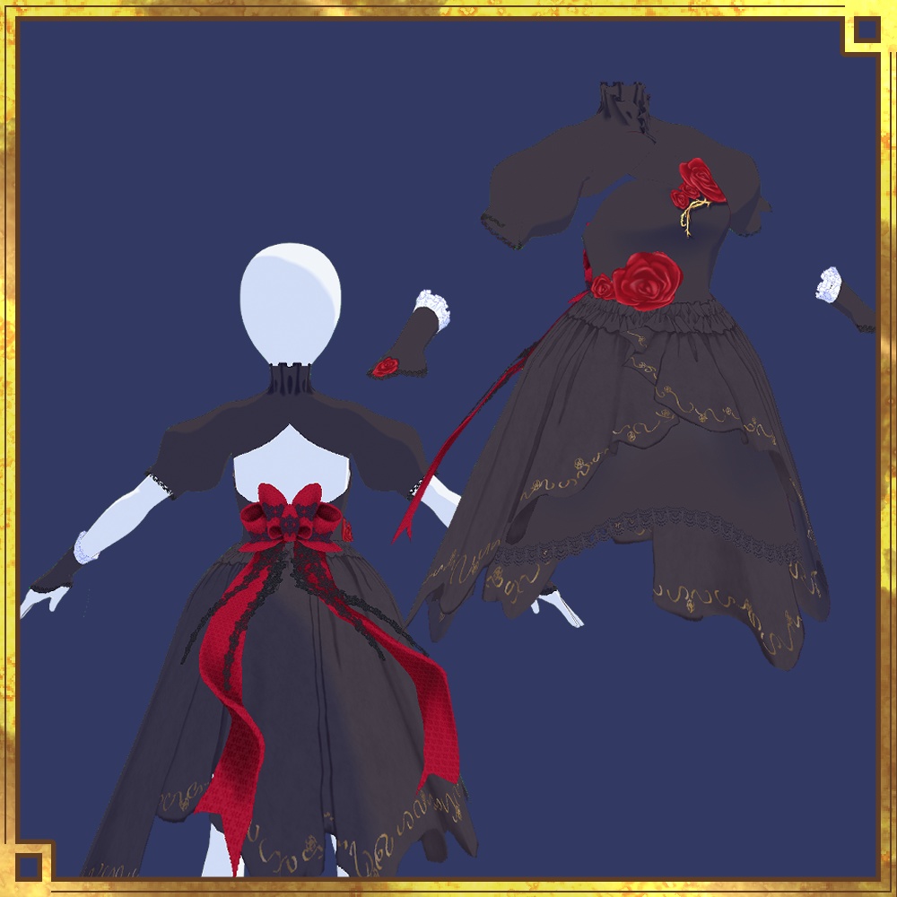 【正式版VRoid用】薔薇のドレス【衣装・服・テクスチャ】