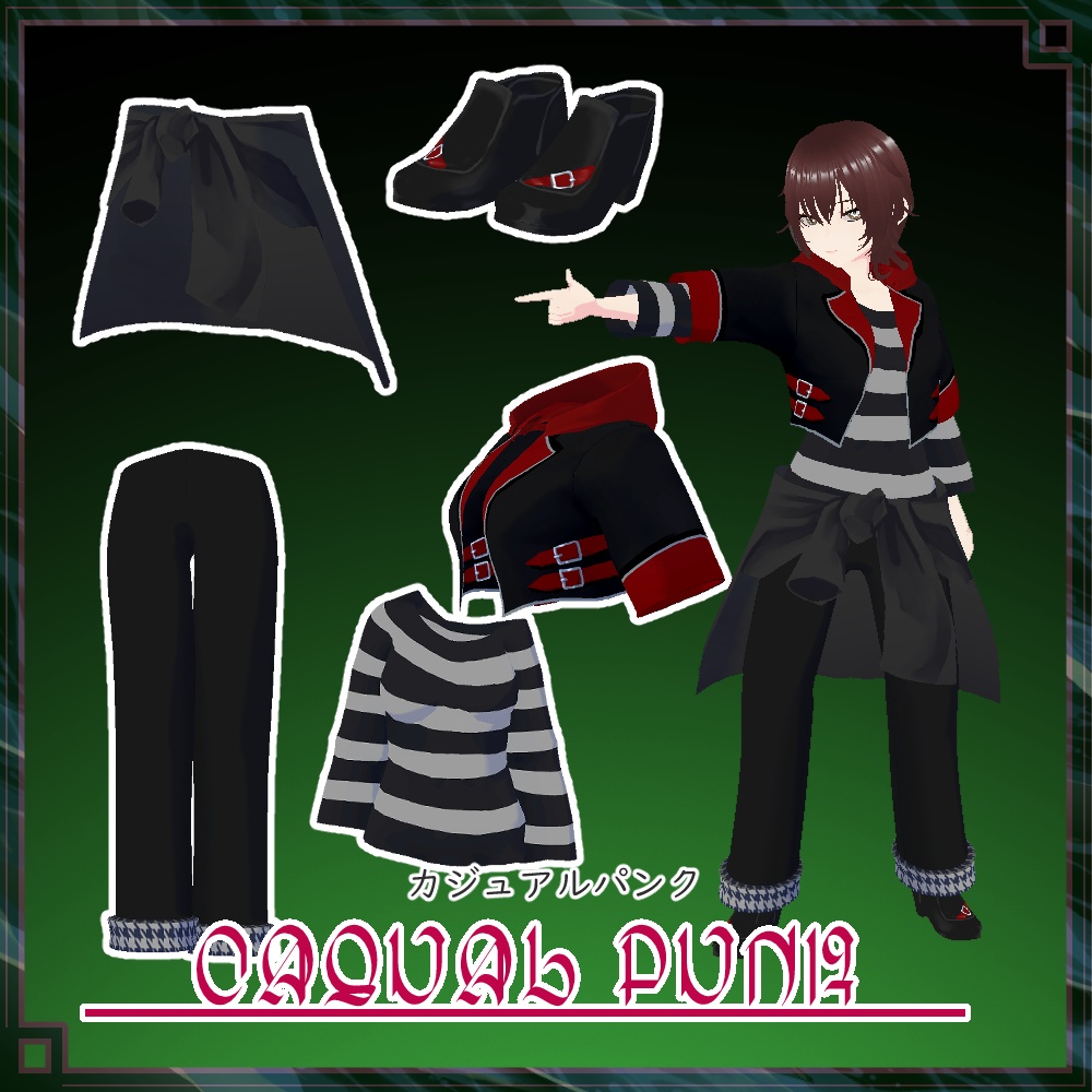 【VRoid用】カジュアルパンク【衣装・服・テクスチャ】