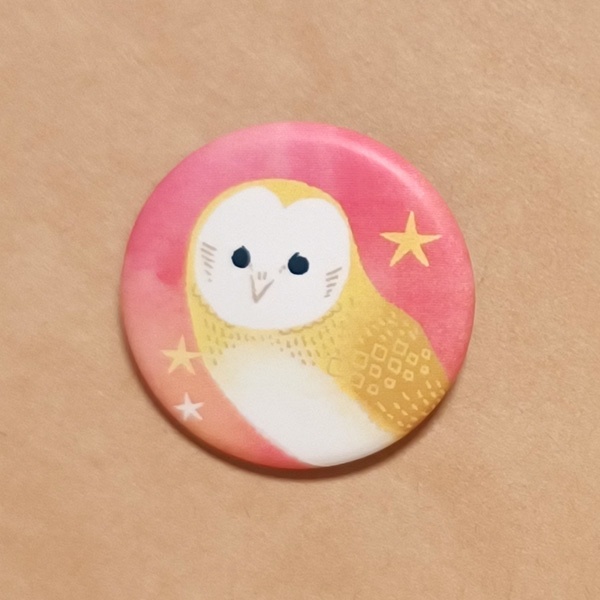 缶バッジ：メンフクロウPink