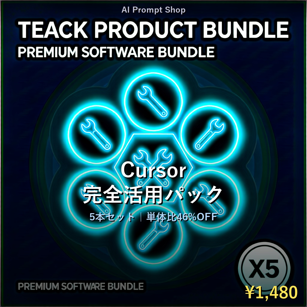 【即戦力】Cursor/Claude Code エンジニア業務効率化プロンプト5本パック｜リファクタ・エラー解析・コードレビュー・コミット・技術ブログ