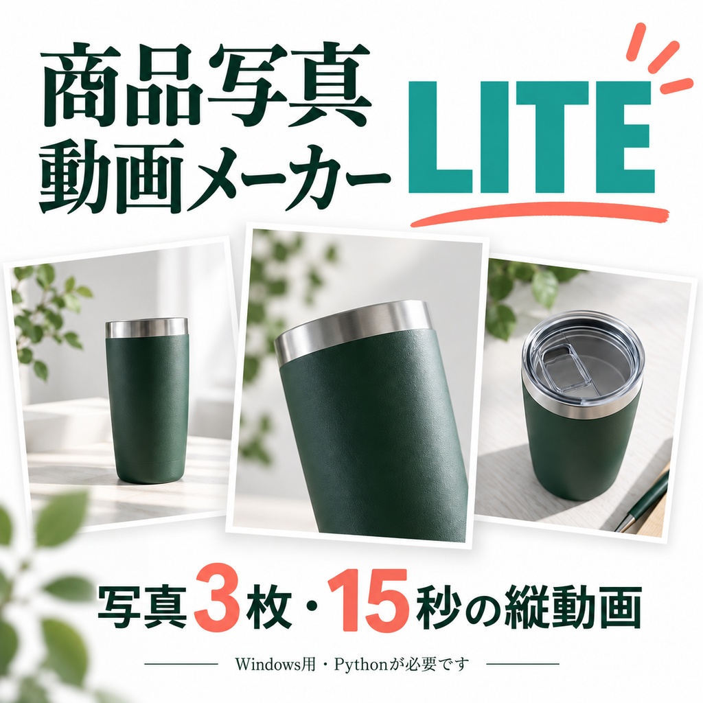 商品写真動画メーカー LITE｜写真3枚で15秒の縦動画・Windows用