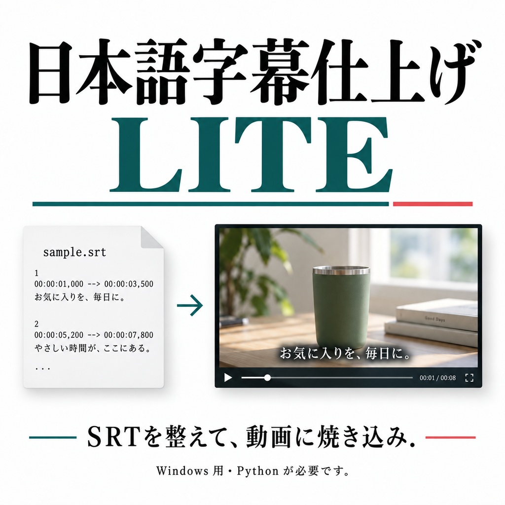 日本語字幕仕上げ LITE｜Windows用・日本語動画制作ツール