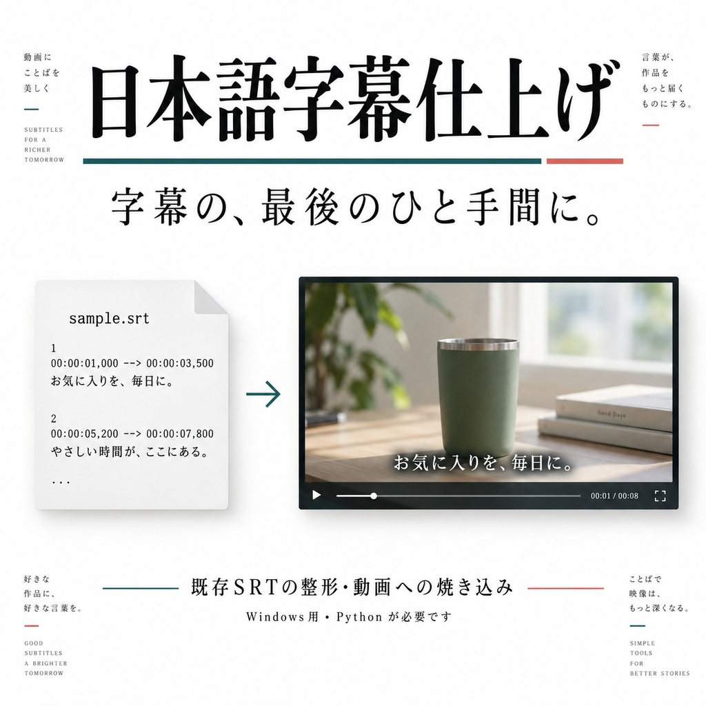 日本語字幕仕上げ PRO|Windows用・日本語動画制作ツール