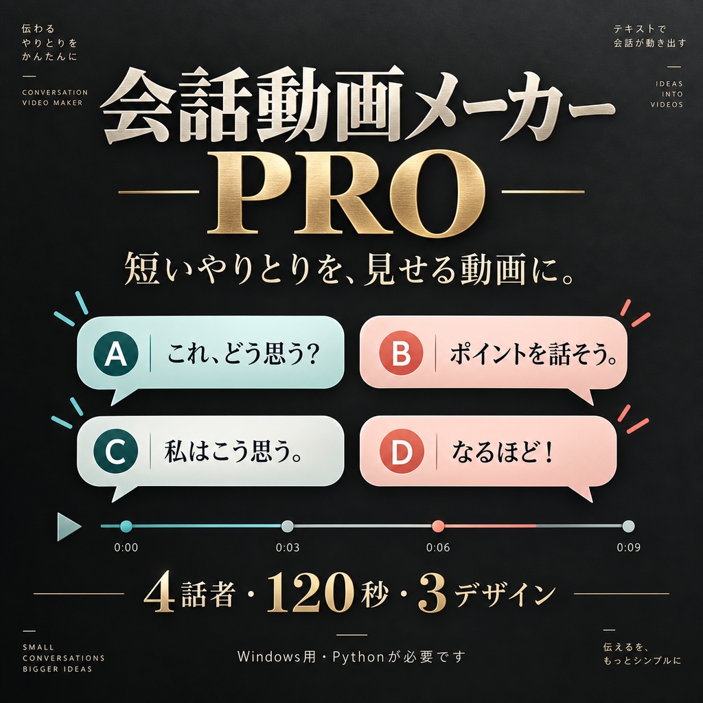 会話動画メーカー PRO|Windows用・日本語動画制作ツール