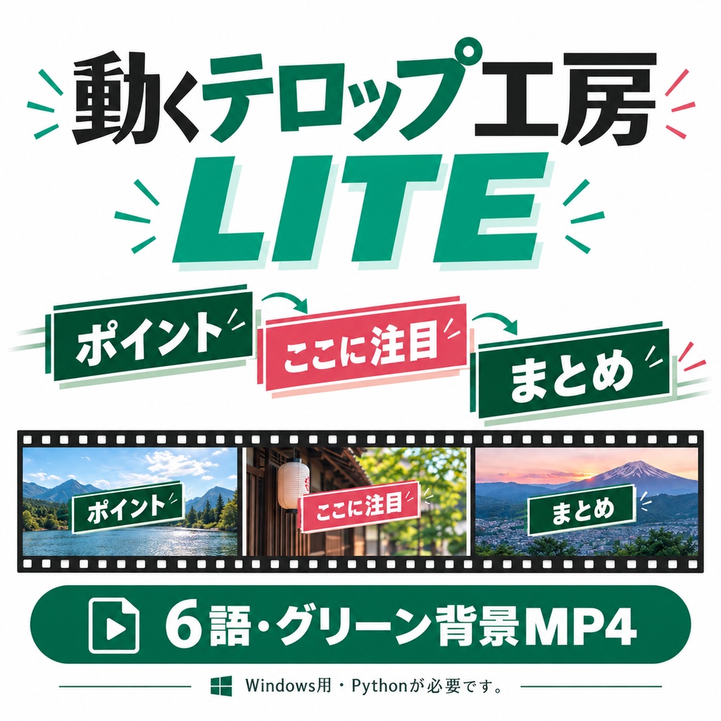 動くテロップ工房 LITE｜Windows用・日本語動画制作ツール