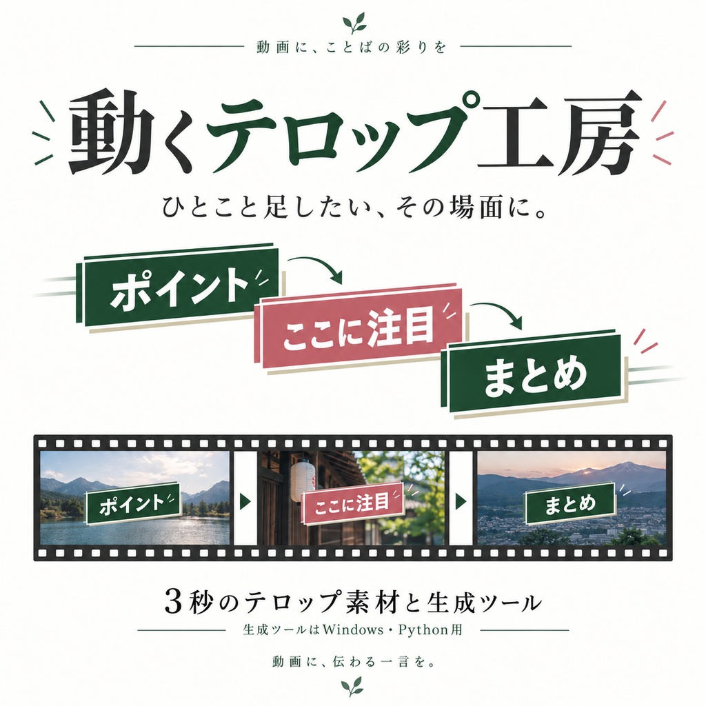 動くテロップ工房 PRO|Windows用・日本語動画制作ツール