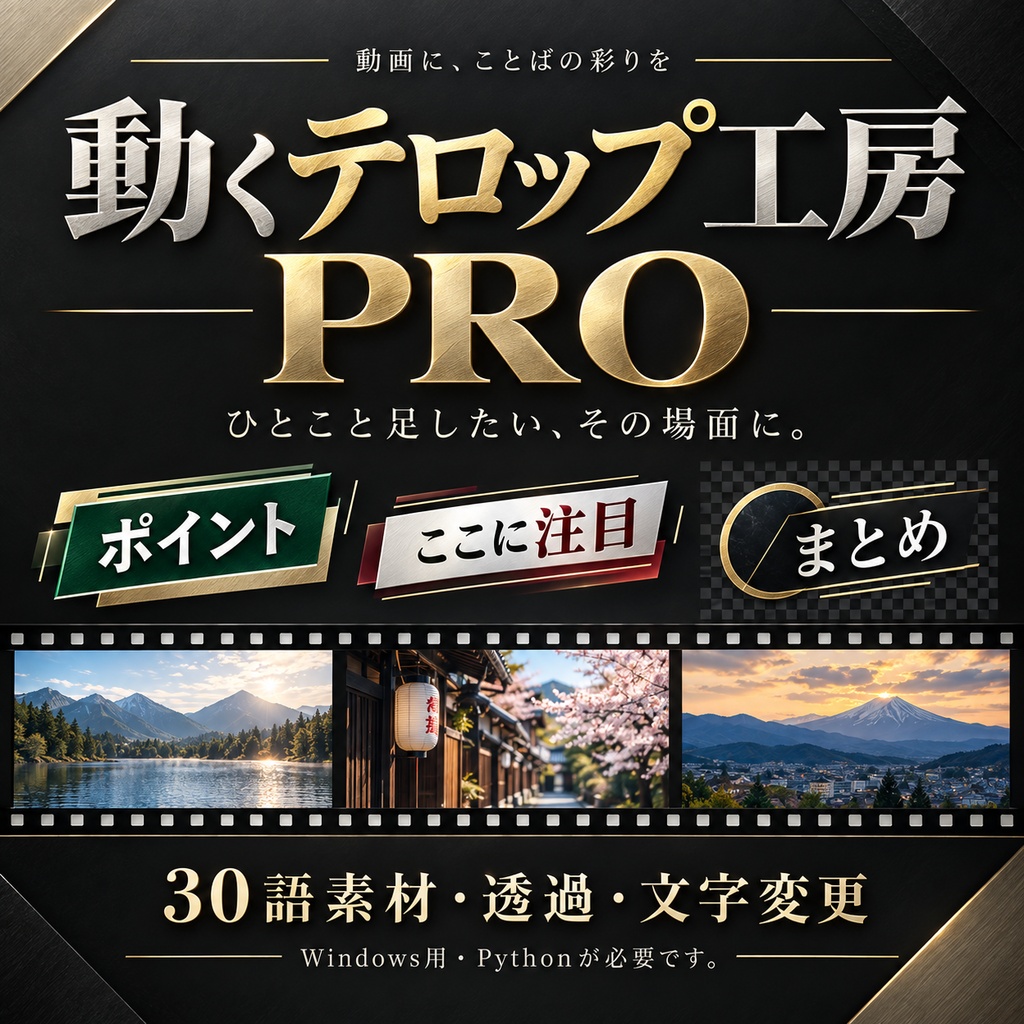 動くテロップ工房 PRO｜Windows用・日本語動画制作ツール