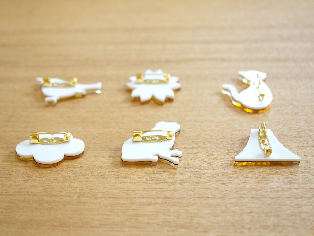 和のカタチミラーブローチ〈ゴールド6種〉