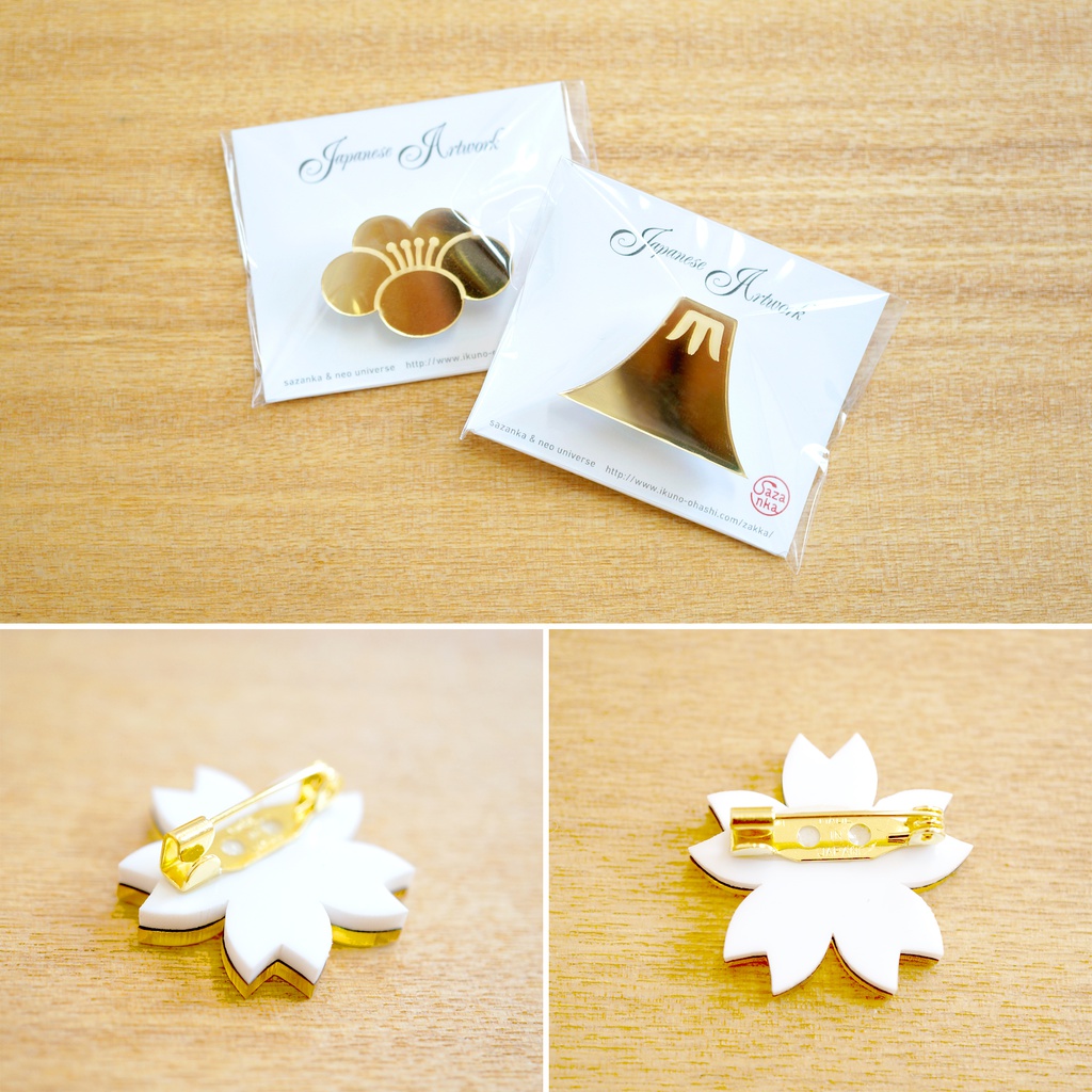 和のカタチミラーブローチ〈ゴールド6種〉