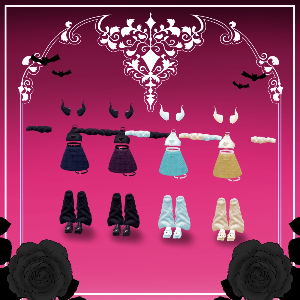 【2アバター対応】Heart Devil Set (8color/瞳8色)