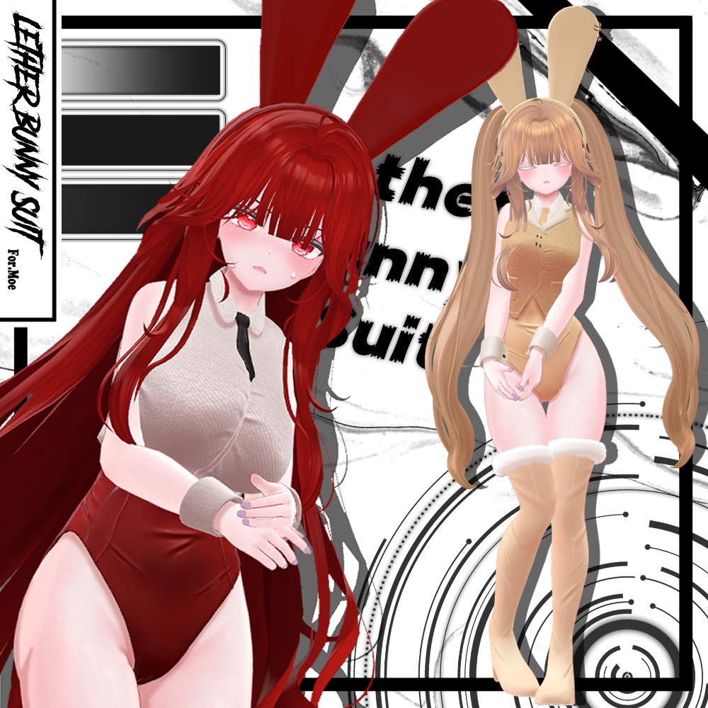 【2アバター対応】 Lether Bunny Suit (9color/瞳9色)